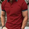 Croix-Border Summer New Hommes T-Chemise Casual Bouton Manches Courtes Jacquard Col Polo D'affaires