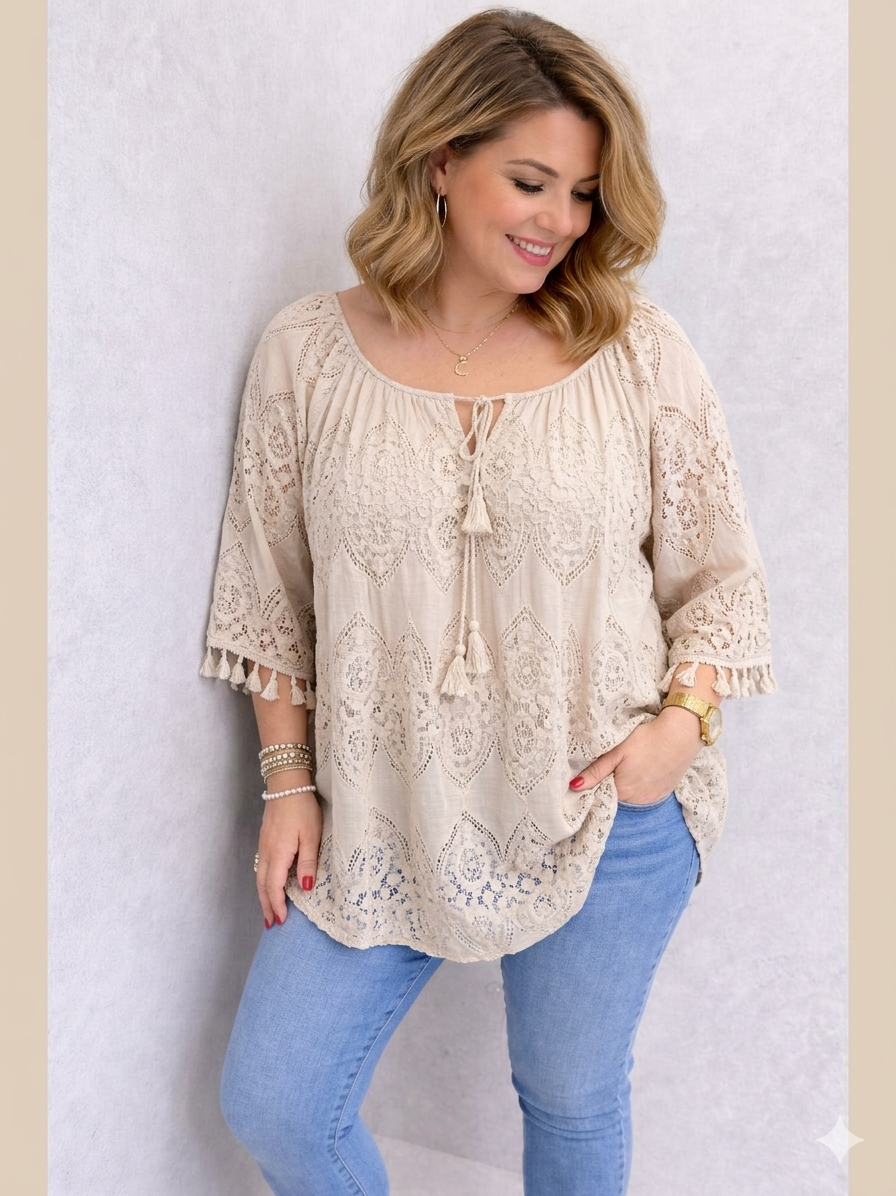 Tunique Grande Taille Dentelle Bohème Chic
