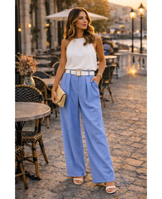 Elegant Flowing Belted Trousers – Multiple Colors