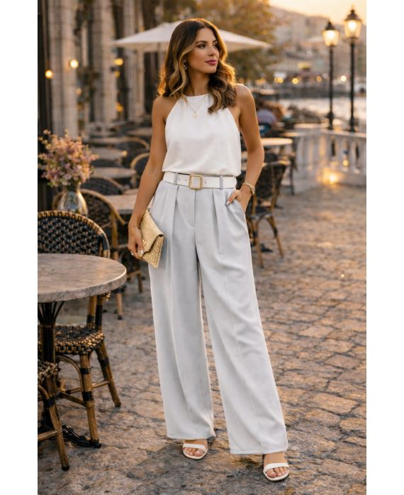 Elegant Flowing Belted Trousers – Multiple Colors