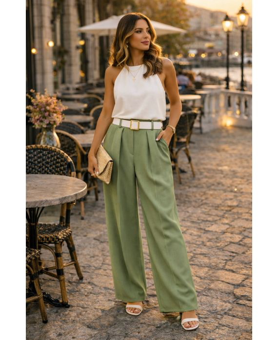 Elegant Flowing Belted Trousers – Multiple Colors