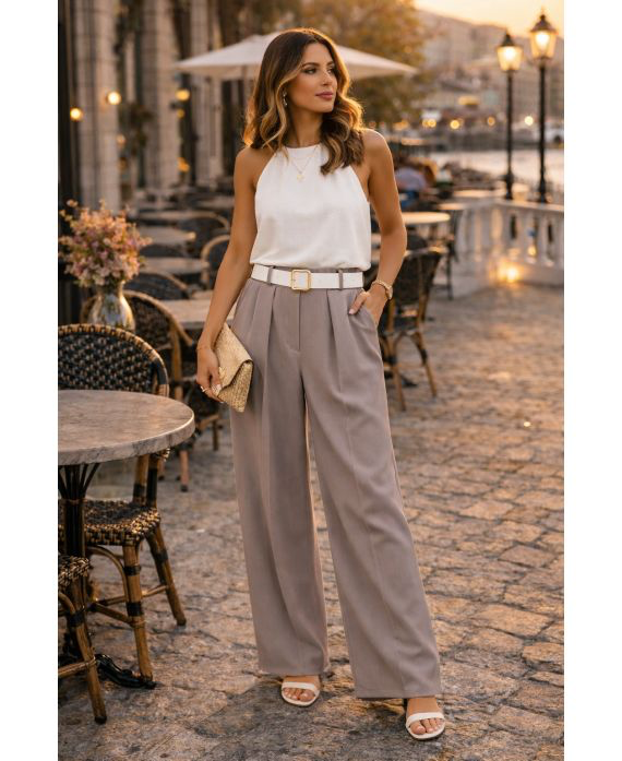 Elegant Flowing Belted Trousers – Multiple Colors
