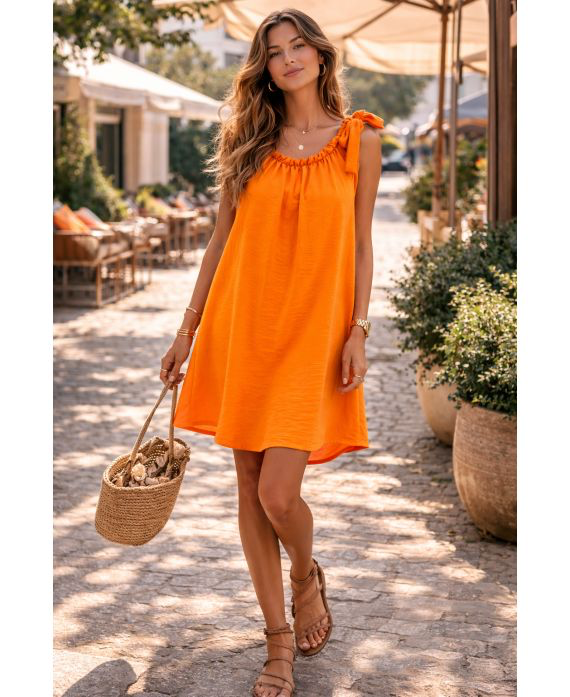 Bohemian Flowy Dress with Tie Straps – Various Colors