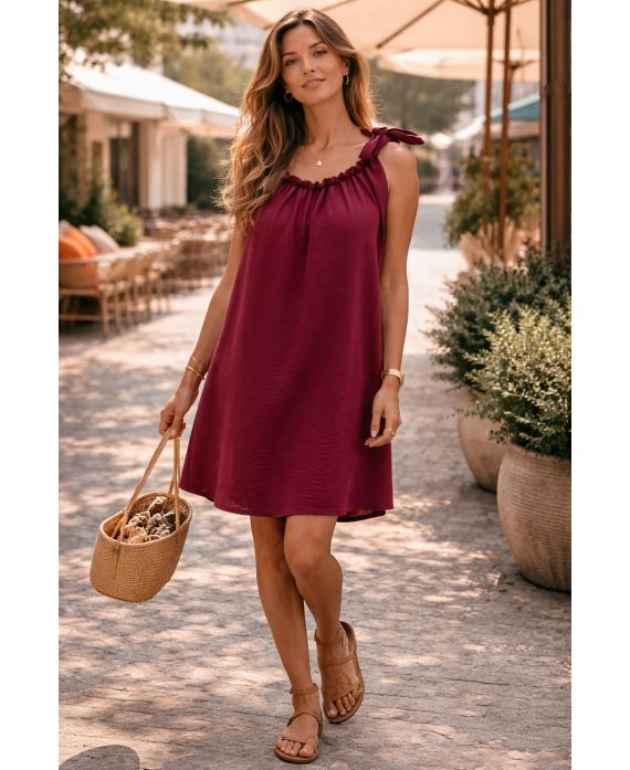 Bohemian Flowy Dress with Tie Straps – Various Colors