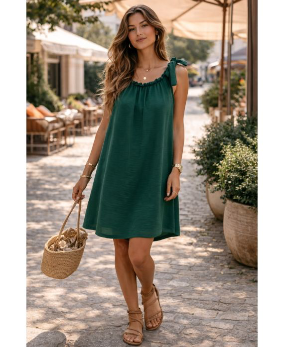 Bohemian Flowy Dress with Tie Straps – Various Colors
