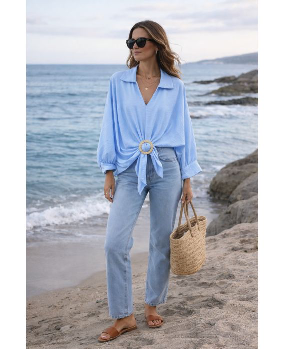 "Aurore" Bohemian Blouse – Adjustable Loop & Oversized Fit