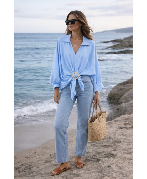 Chemisier Bohème "Aurore" – Boucle Ajustable & Coupe Oversize