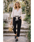 Pantalon City Stretch à Ceinture – Confort Viscose & Coupe Ajustée – Fabrication Italienne
