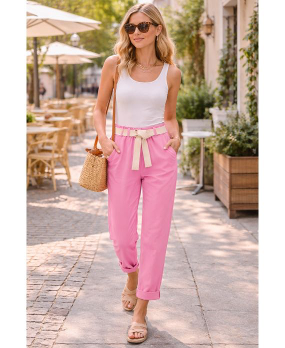 Stretch City Trousers with Belt – Viscose Comfort & Tailored Fit – Made in Italy