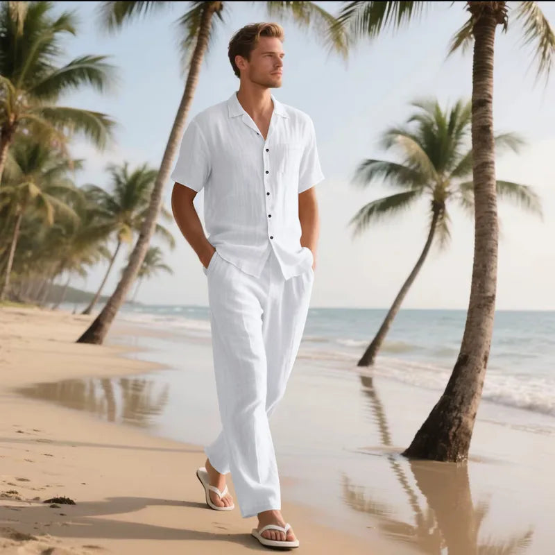 🤍 Ensemble Homme Blanc en Lin
Le look parfait pour un été stylé 🌴☀️
Confortable, léger & idéal pour la plage ou les sorties décontractées 😎✨