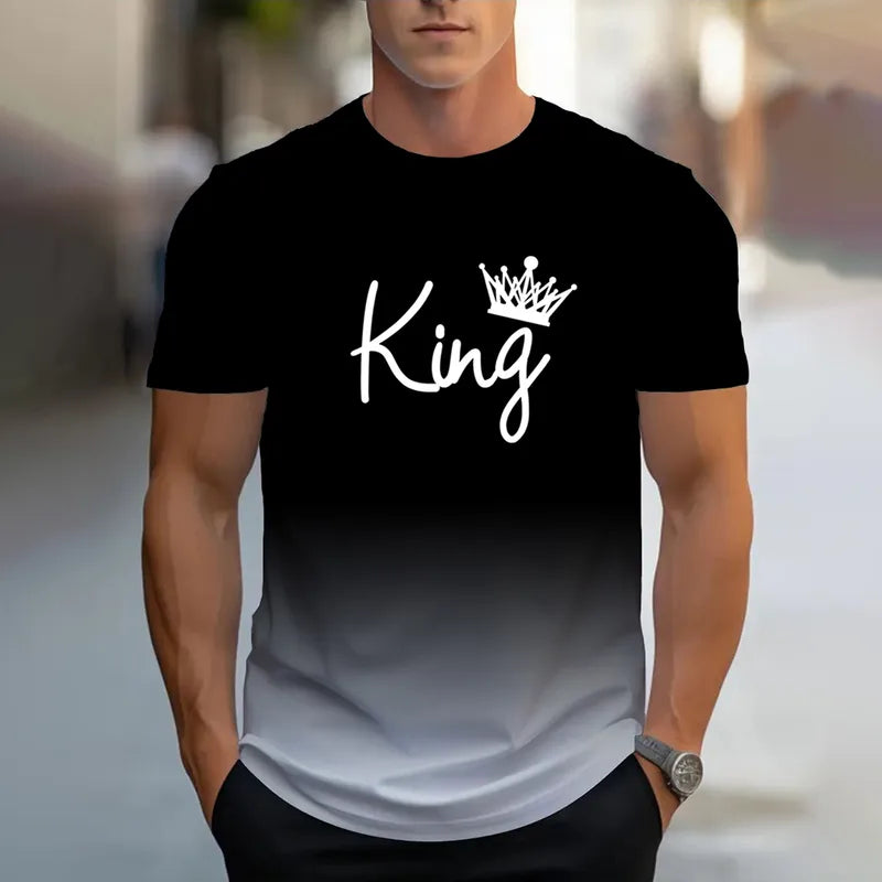 Hommes Décontractée Style Classique KING Manche Courte Impression 3D T-shirt Homme