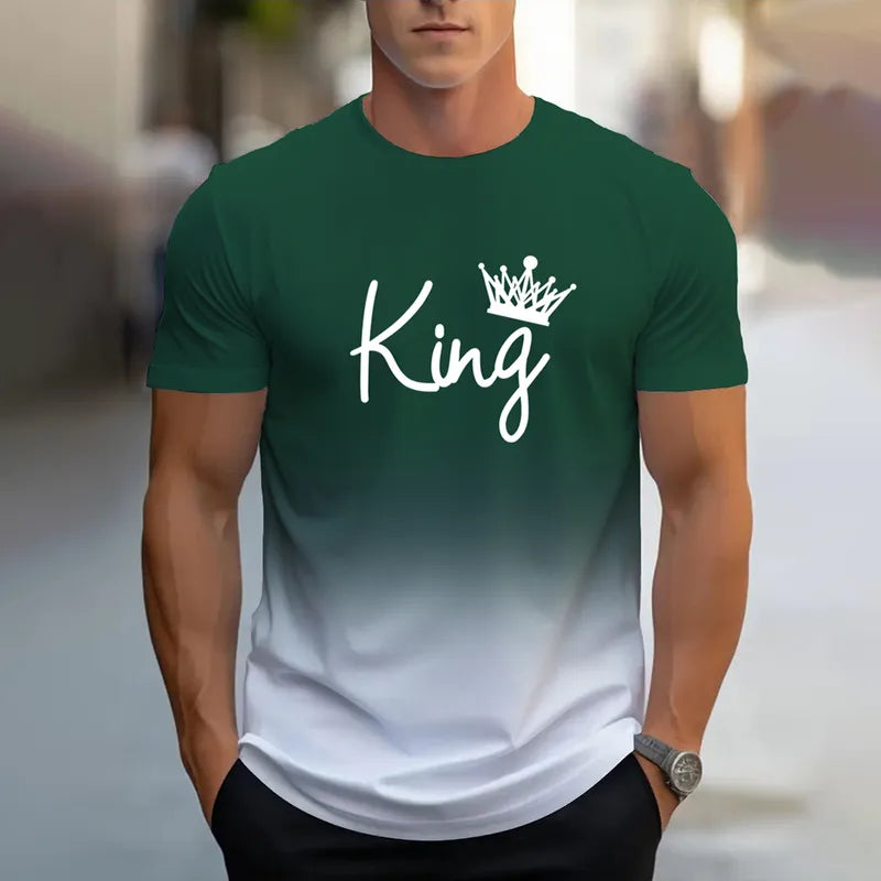 Hommes Décontractée Style Classique KING Manche Courte Impression 3D T-shirt Homme