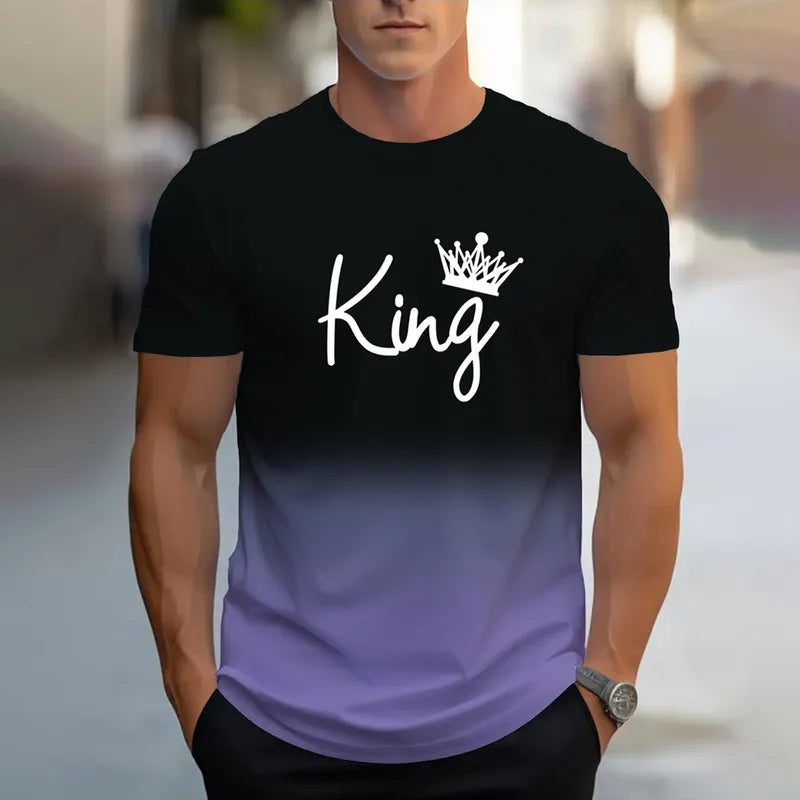 Hommes Décontractée Style Classique KING Manche Courte Impression 3D T-shirt Homme
