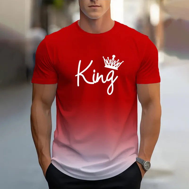 Hommes Décontractée Style Classique KING Manche Courte Impression 3D T-shirt Homme