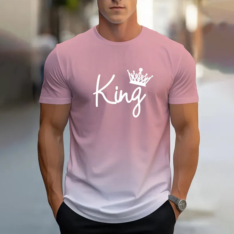 Hommes Décontractée Style Classique KING Manche Courte Impression 3D T-shirt Homme