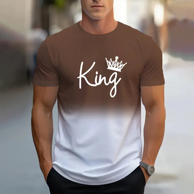 Hommes Décontractée Style Classique KING Manche Courte Impression 3D T-shirt Homme