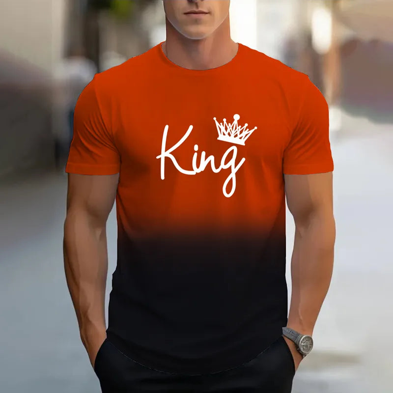 Hommes Décontractée Style Classique KING Manche Courte Impression 3D T-shirt Homme