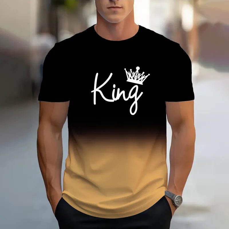 Hommes Décontractée Style Classique KING Manche Courte Impression 3D T-shirt Homme