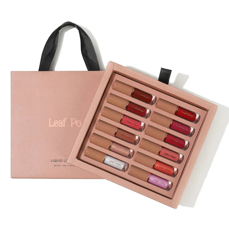 12 Couleurs Ensemble De Gloss À Lèvres Nacré Brillant Imperméable Anti-adhésif Tasse Rouge À Lèvres Mat Miroir Brillant Eau Gloss Ensemble De Glace À Lèvres Multicolore
