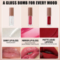 12 Couleurs Ensemble De Gloss À Lèvres Nacré Brillant Imperméable Anti-adhésif Tasse Rouge À Lèvres Mat Miroir Brillant Eau Gloss Ensemble De Glace À Lèvres Multicolore