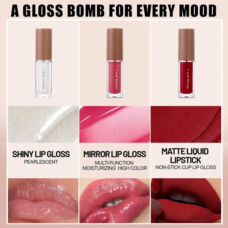12 Couleurs Ensemble De Gloss À Lèvres Nacré Brillant Imperméable Anti-adhésif Tasse Rouge À Lèvres Mat Miroir Brillant Eau Gloss Ensemble De Glace À Lèvres Multicolore