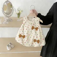 Robe D'été Sans Manches Pour Fille Bébé Avec Motif À Points Ronds En Coton À Plus De 70%, Couleur Rouge