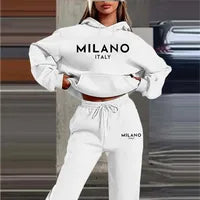 Ensemble Sweatshirt Et Hoodie À Motif Lettre, Teint Noir, Rayonne Avec Pantalon Pull, Style Vintage Adultes