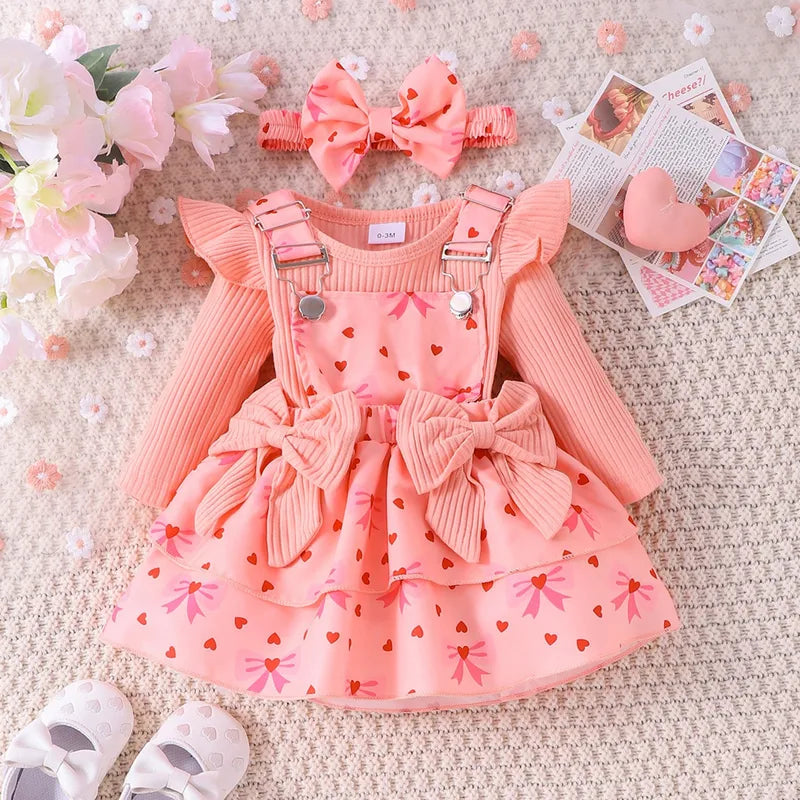 Ensemble Robe Fille Mignon En Coton Avec Impression, Style Adorable