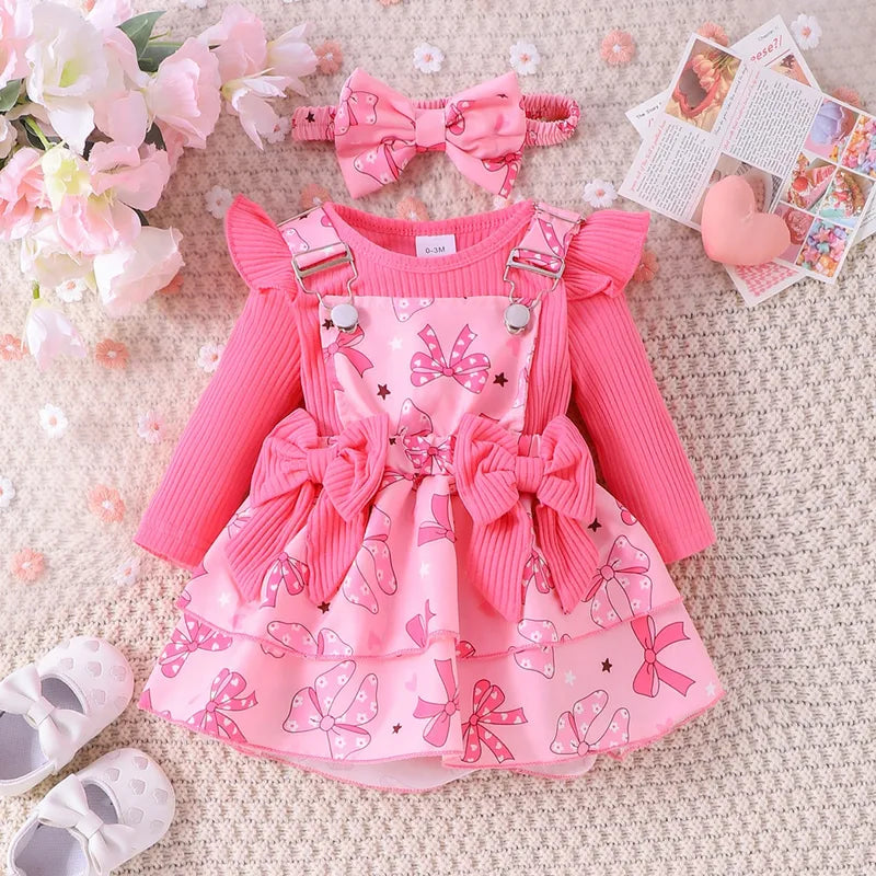 Ensemble Robe Fille Mignon En Coton Avec Impression, Style Adorable
