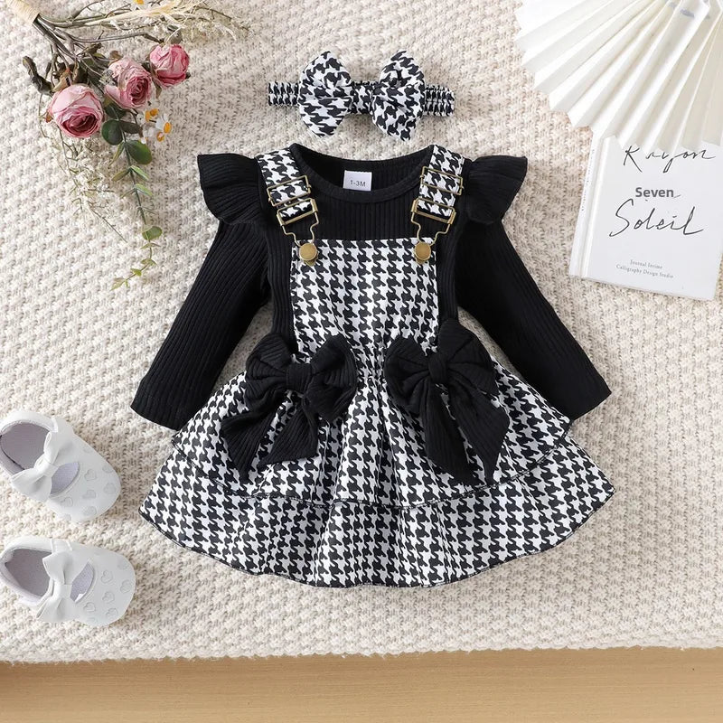 Ensemble Robe Fille Mignon En Coton Avec Impression, Style Adorable