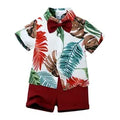Ensemble Chemise Et Shorts Floral Pour Garçons En Coton Doux Style Européen Vêtements De Garçon À Épaules Outils À Deux Pièces Pour L'Été