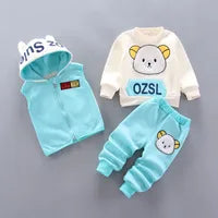 Mignon Style Coréen Dessin Animé Ours Polyester Toison Ensembles De Vêtements Pour Garçons / Filles