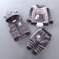 Mignon Style Coréen Dessin Animé Ours Polyester Toison Ensembles De Vêtements Pour Garçons / Filles