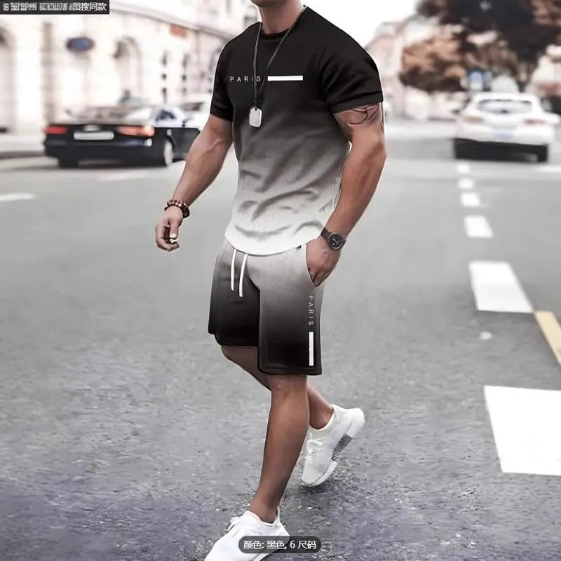 Décontractée Hommes Hip Hop Style Simple Vêtement De Rue Lettre Polyester Tissu De Maille Ensemble Coordonné De Shorts