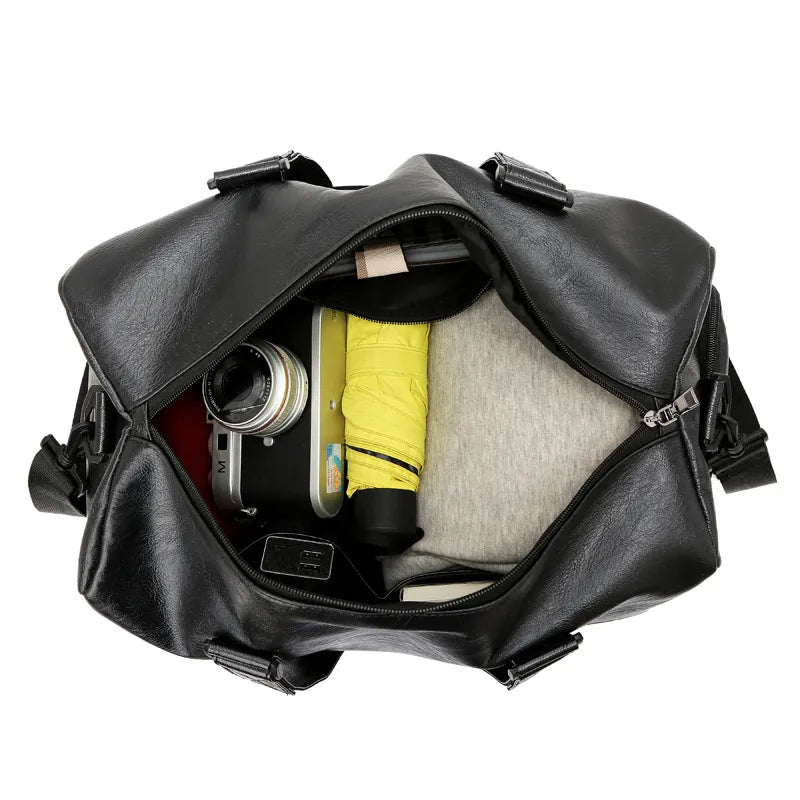 Hommes De Base Couleur Unie Faux Cuir Voyage Sacs