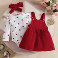 Ensemble Pour Bébé Filles À Motif Coeur Et Bandeau Longue Manches Velours