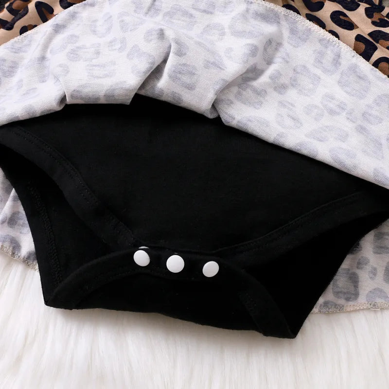 Pour Bébé Filles Body Manches longues Imprimé Léopard Printemps Automne Vêtements En Coton Pour Bébé Couleur Naturelle