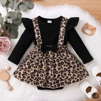 Pour Bébé Filles Body Manches longues Imprimé Léopard Printemps Automne Vêtements En Coton Pour Bébé Couleur Naturelle