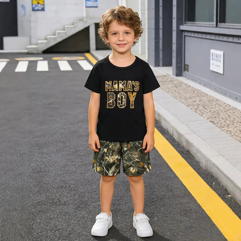 Ensemble Pantalon Garçon 2 Pièces À Motif Lettre En Polyester Avec Imprimé Style Décontracté