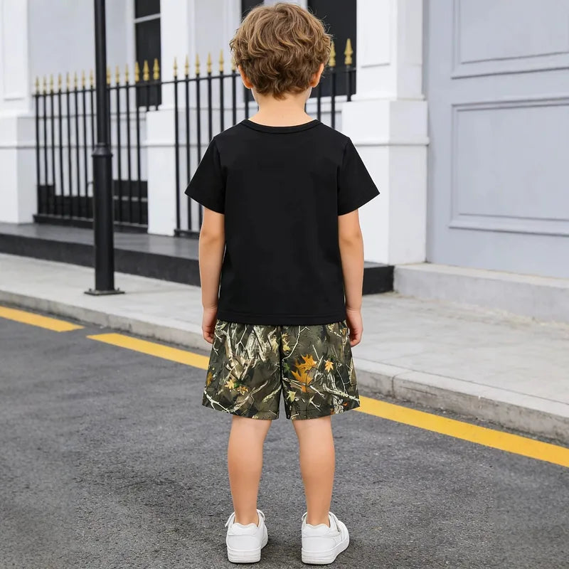 Ensemble Pantalon Garçon 2 Pièces À Motif Lettre En Polyester Avec Imprimé Style Décontracté