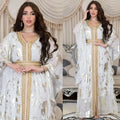 Femmes Style Ethnique Ceinture Géométrique Banquet Col En V Manche Longue Abaya