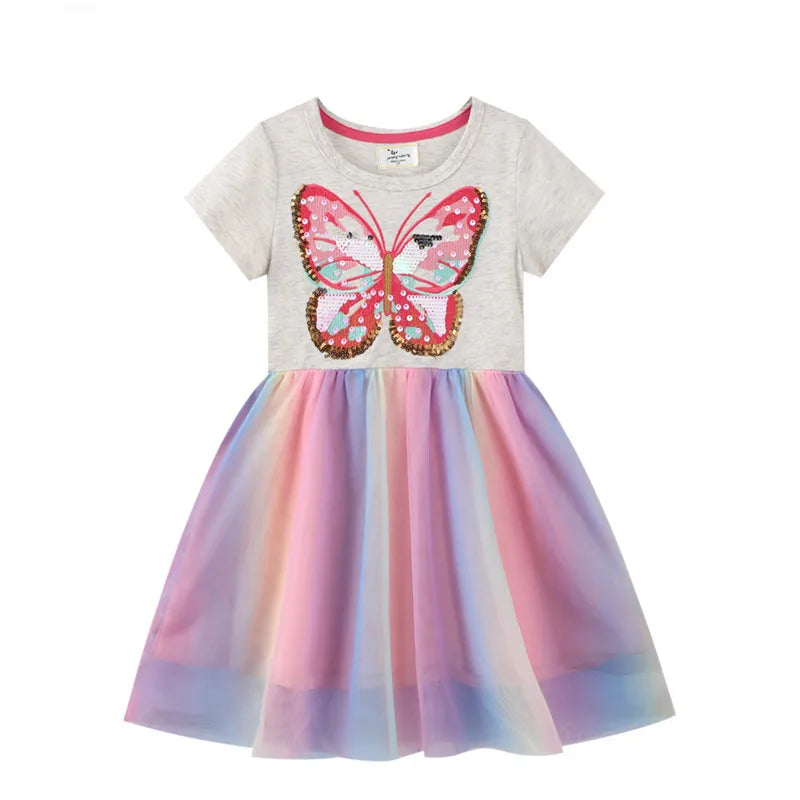 Robe Princesse Fille Sequin Brodé Maille – Vêtements D'été Élégants Pour Enfants