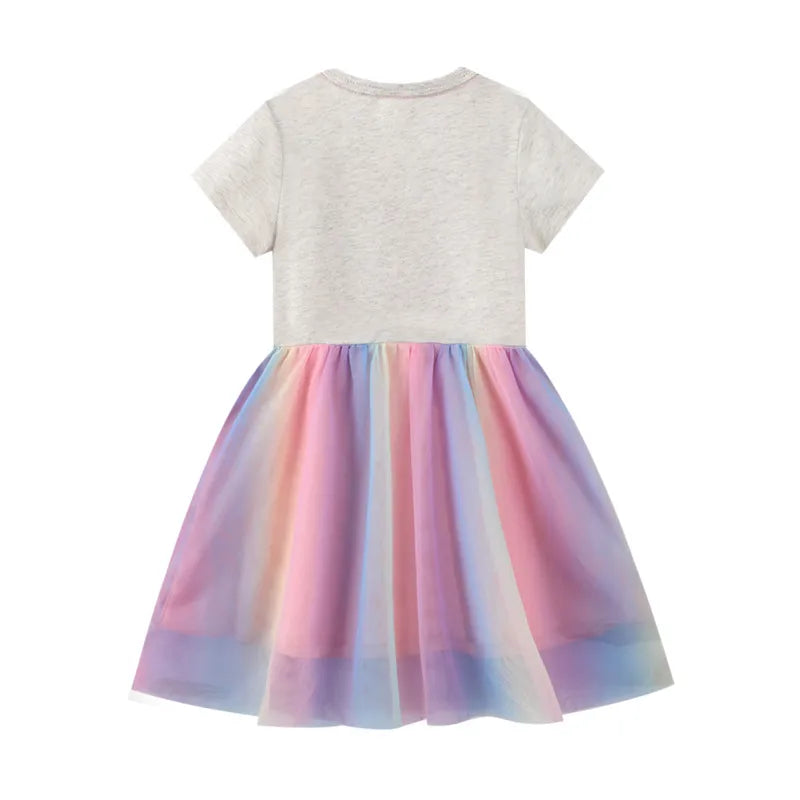 Robe Princesse Fille Sequin Brodé Maille – Vêtements D'été Élégants Pour Enfants