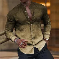 Dégradé De Couleur Manche Longue Chemises Pour Hommes