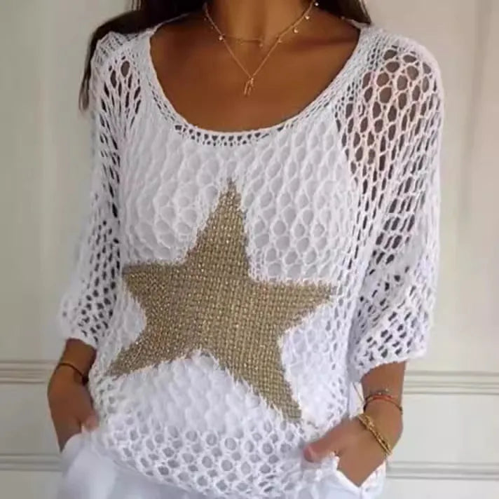 Femmes Vêtement De Rue Star Manches 3/4 Blouses