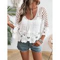 Top Débardeur En Tricot À Motif Ajouré Style Vacances