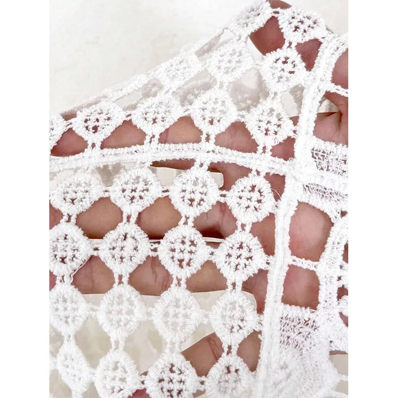 Top Débardeur En Tricot À Motif Ajouré Style Vacances