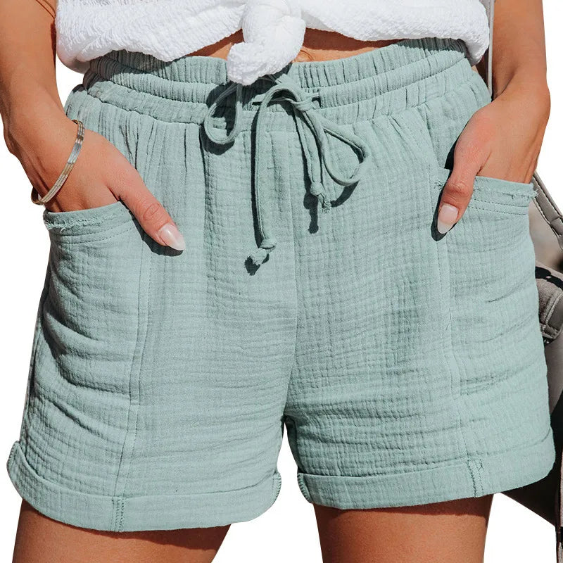 Shorts Décontractés Couleur Unie Femme – Style Vacances