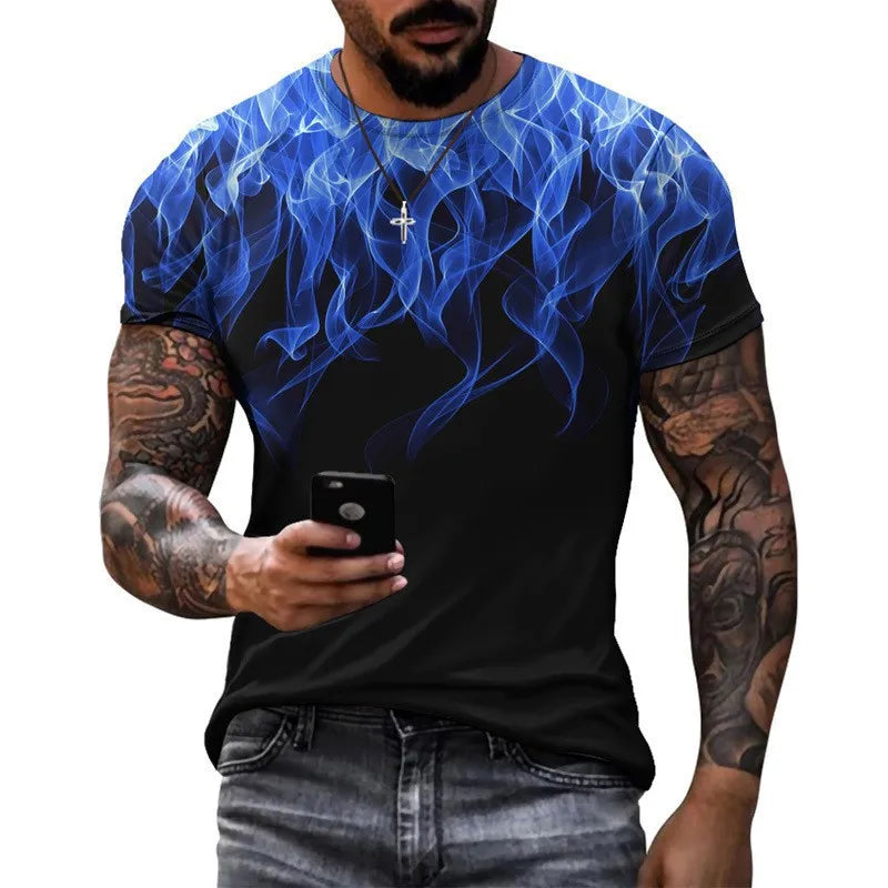 Hommes Impression Des Sports Col Rond Manche Courte Ample T-shirt Homme