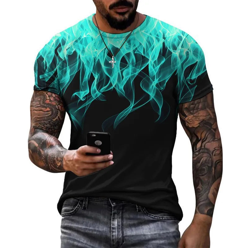 Hommes Impression Des Sports Col Rond Manche Courte Ample T-shirt Homme